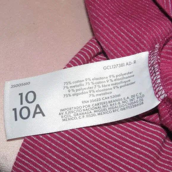 Oshkosh Metallic Striped Girls Mock Neck Long Sleeve Shirt - Picture 6 of 7